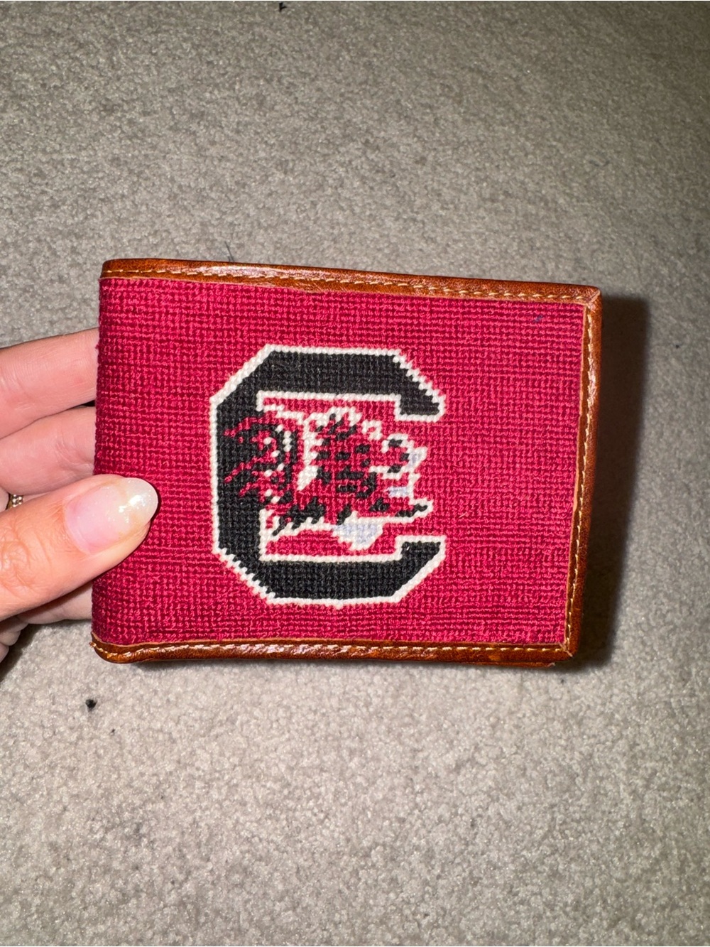 Smathers & Branson | USC | Needlepoint Garnet Leather-Trim Wallet